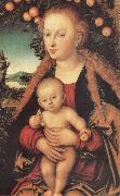 Lucas Cranach The Virgin under the arbol of apples oil painting artist